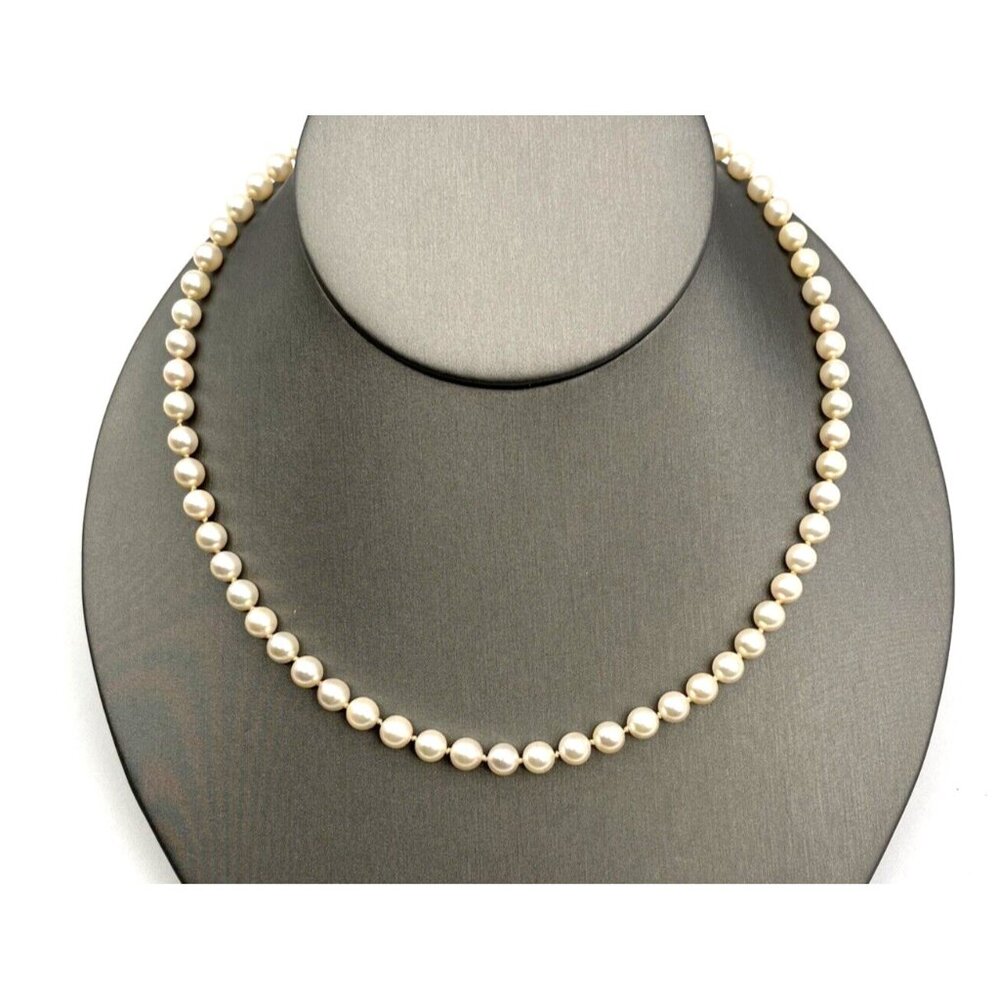 14k Ivory Freshwater Cultured Pearl Single Strand Beaded Necklace 16"